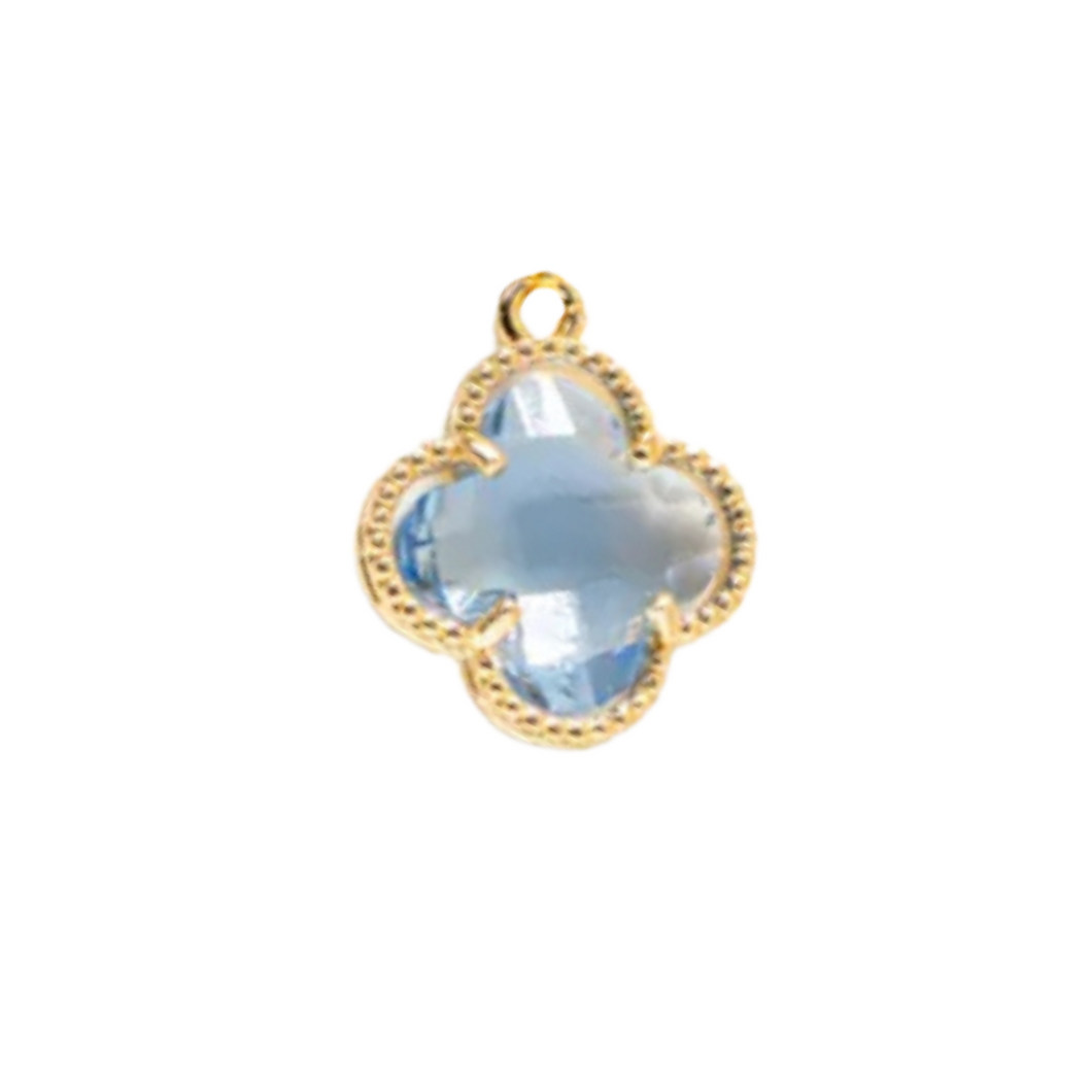 Aquamarine Glass Clover Charm